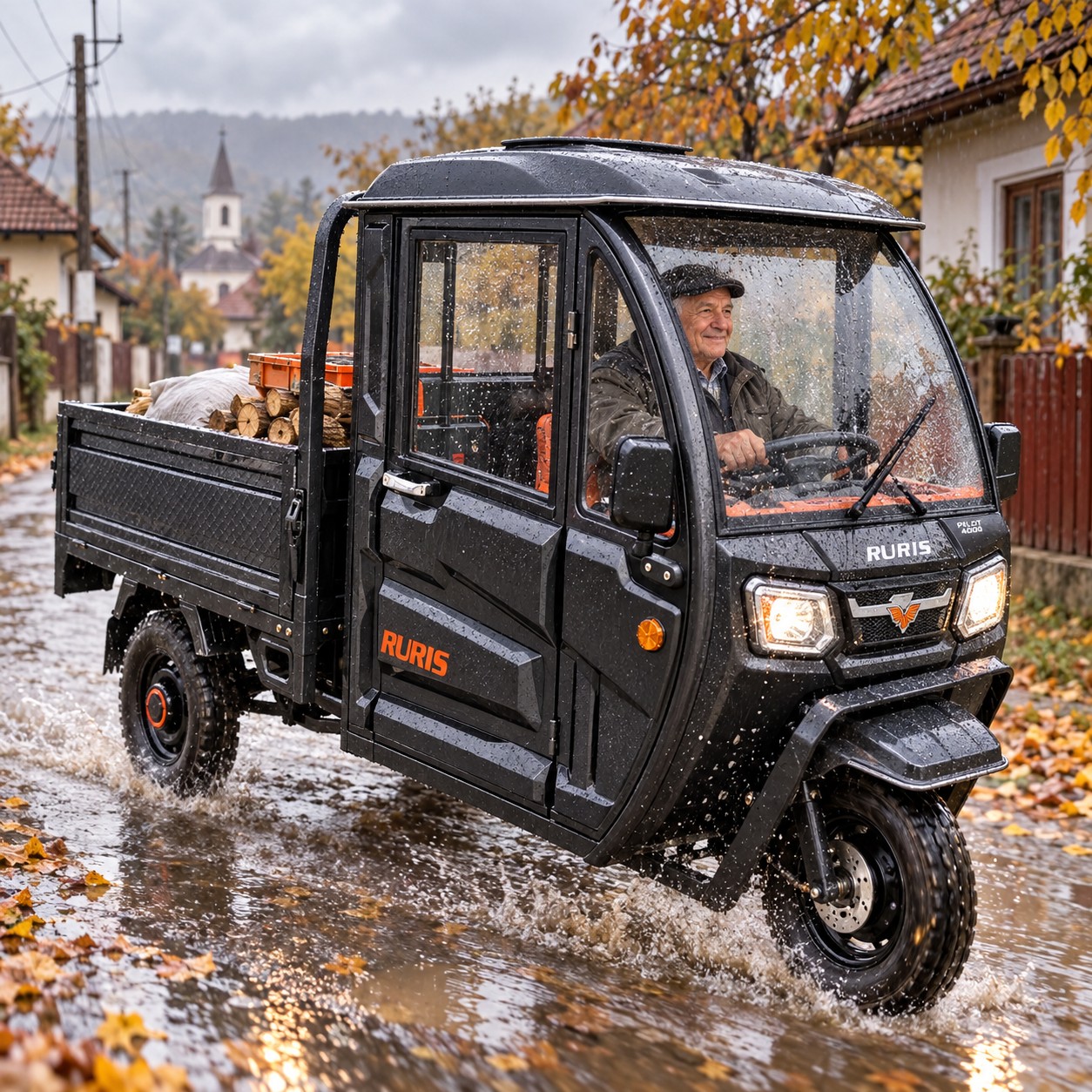 triciclu ruris pilot 4000 cu cabina si volan