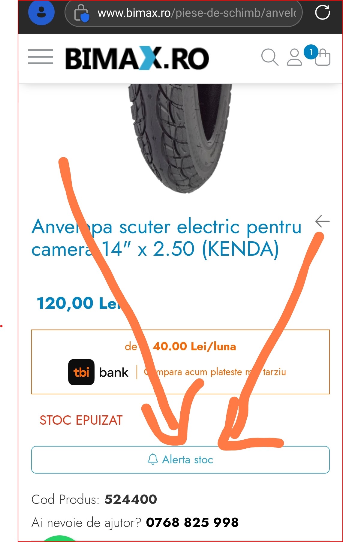 alerta stoc mobil