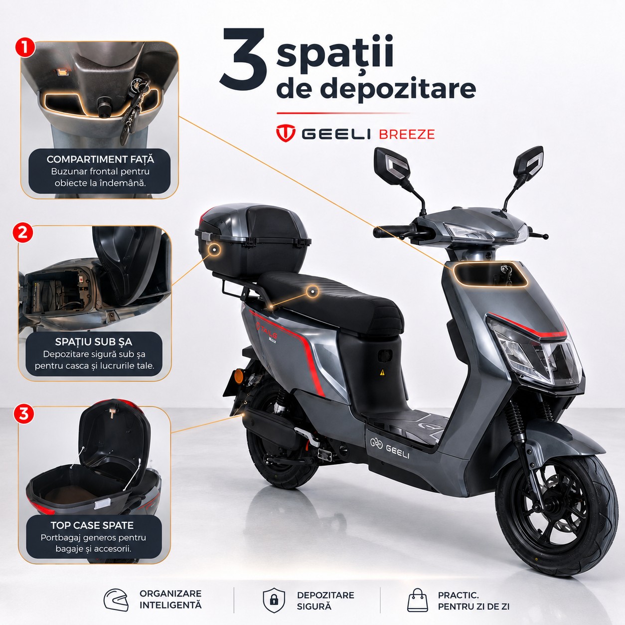 Geeli Breeze cu trei spații de depozitare