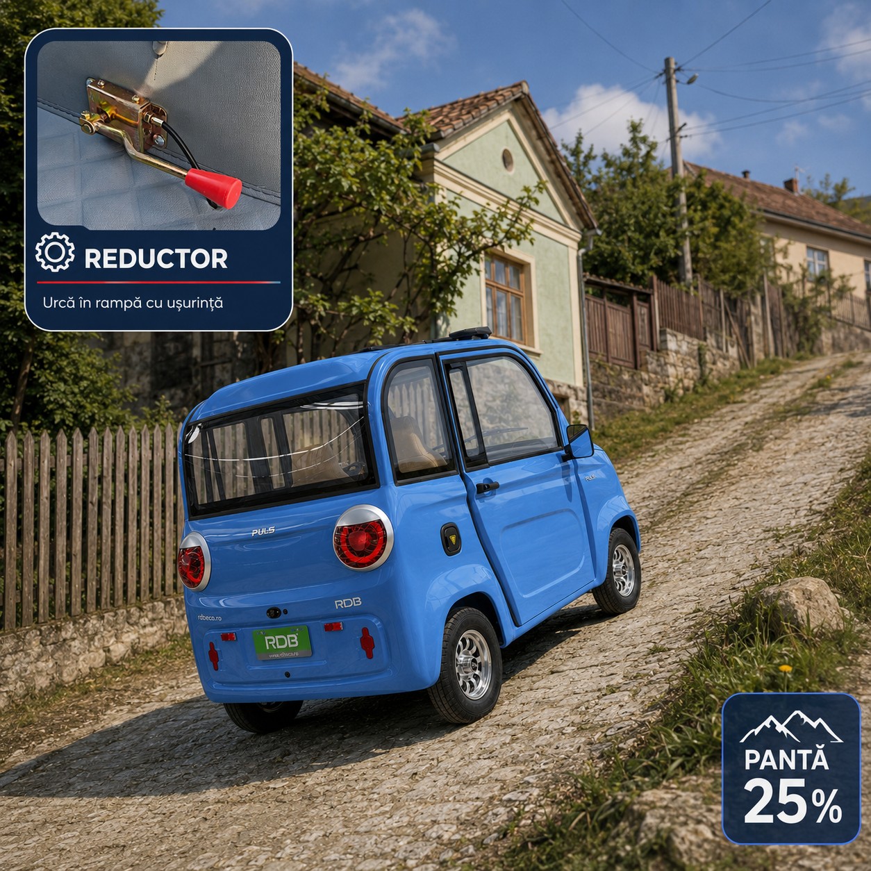 RDB PULS cu motor de 2000W urcând o rampă