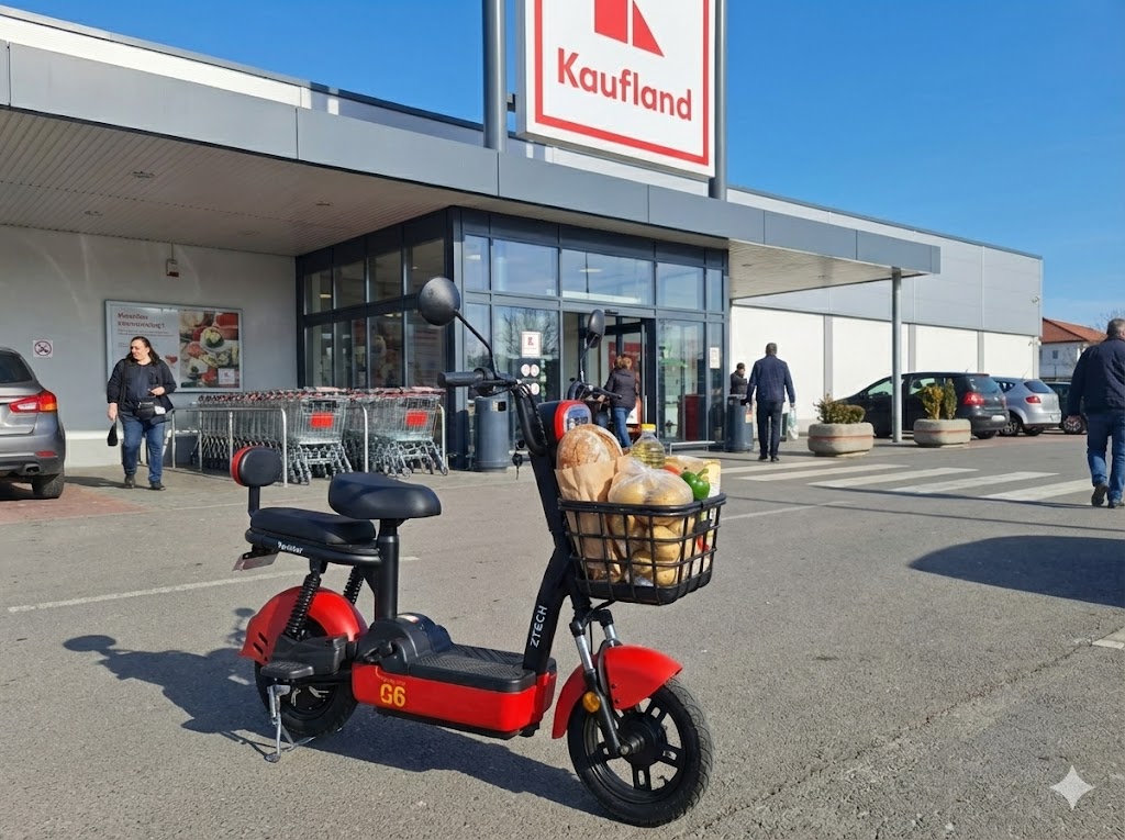 Scuter electric ZT-02 cu coș de cumpărături frontal și lumini LED