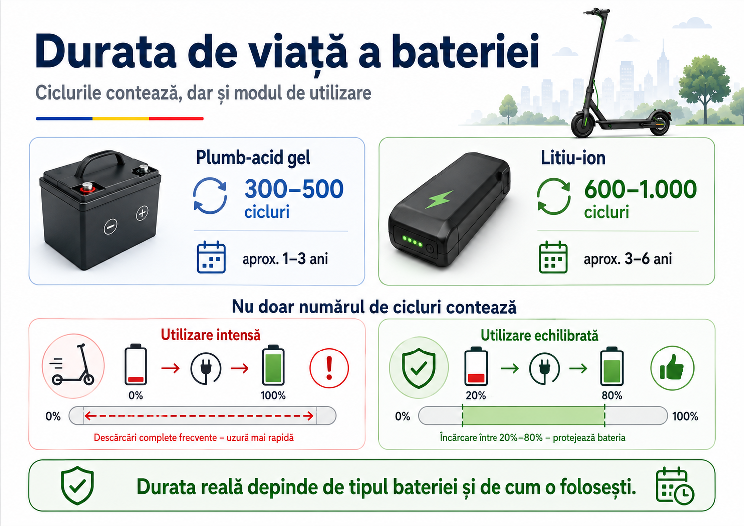 Cat tine bateria la un scuter electric ?