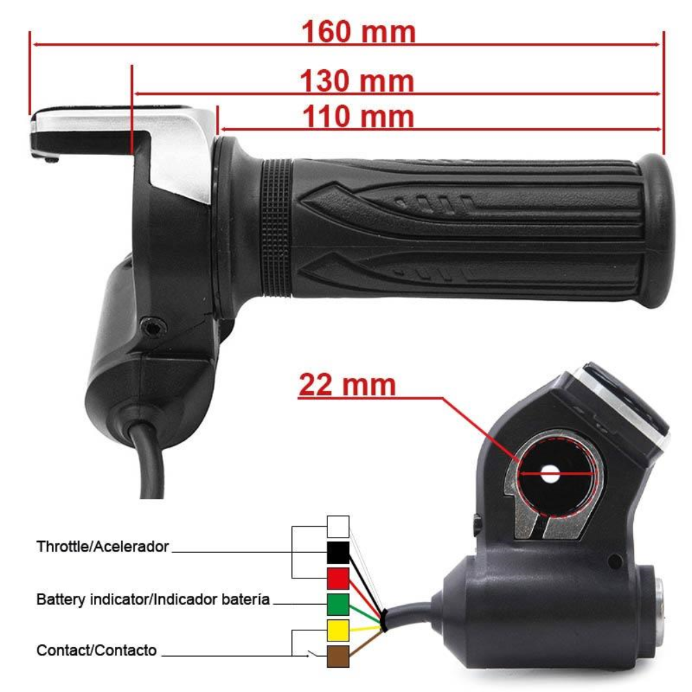 Acceleratie bicicleta electrica 48v, cu indicator baterie si contact cu cheie inclus [2]