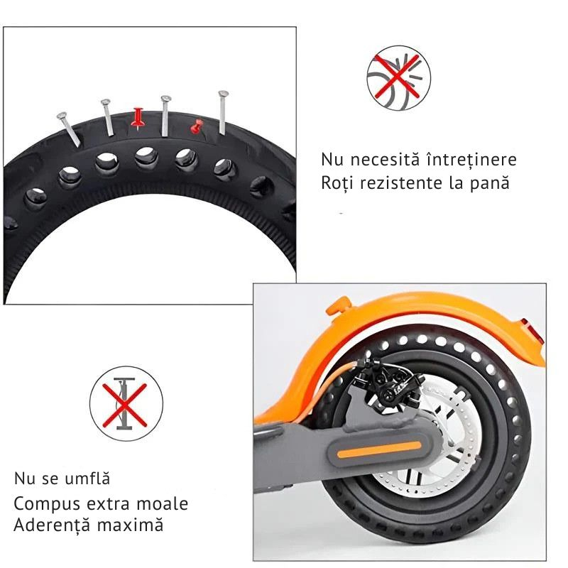 Cauciuc plin trotineta electrica 8.5" x 2 (8 1/2 x 2), Negru [7]