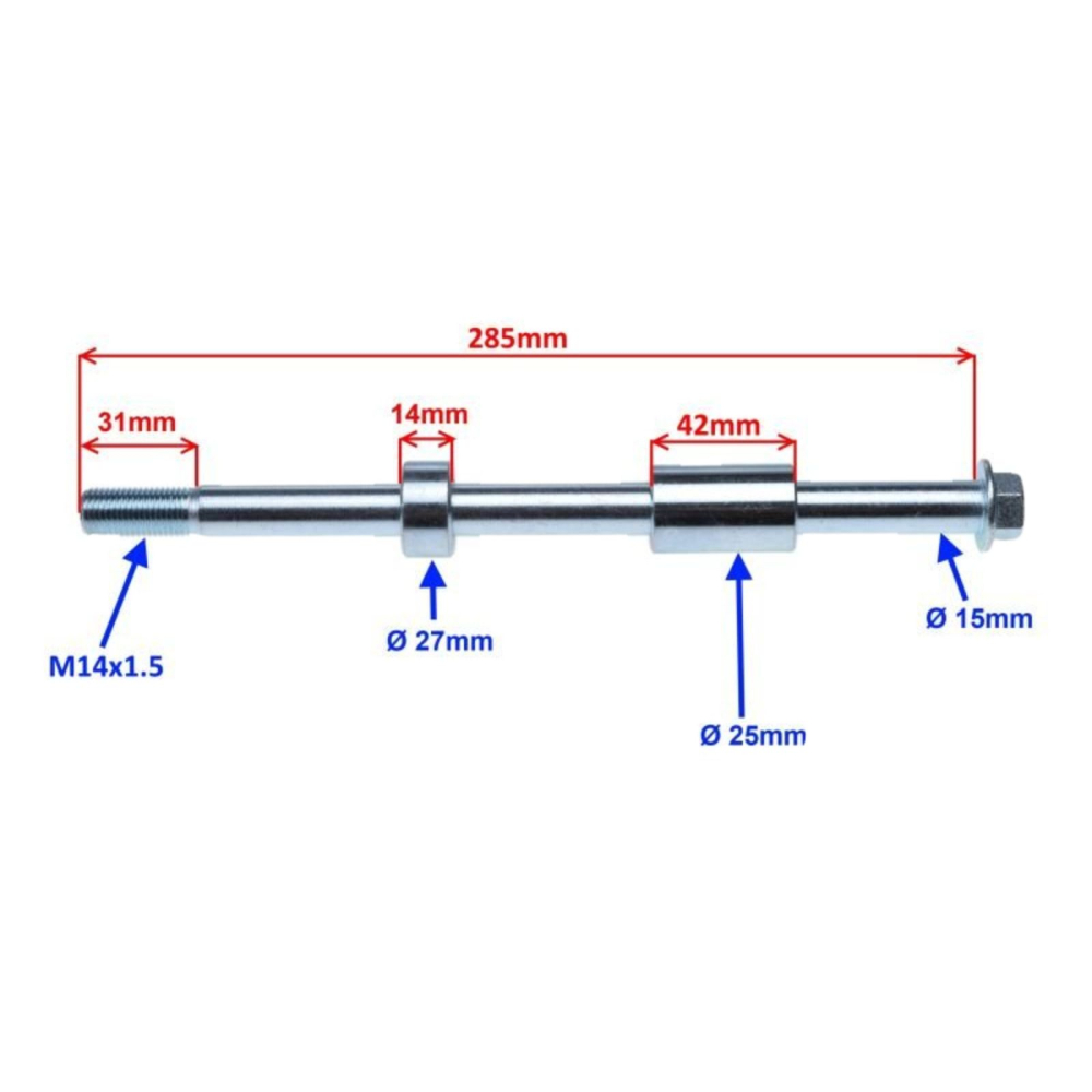 Ax roata fata universal pentru tricicluri – 31.5 cm, M15, cu piulita M14 [3]
