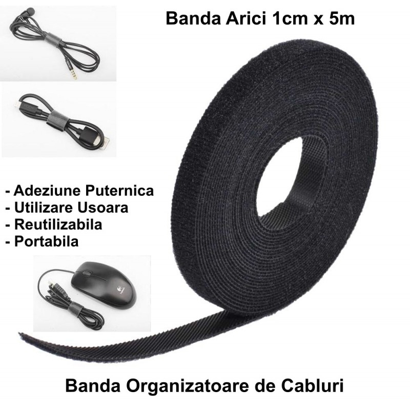 Banda cabluri cu Arici (scai) - 1cm latime x 5m lungime [2]