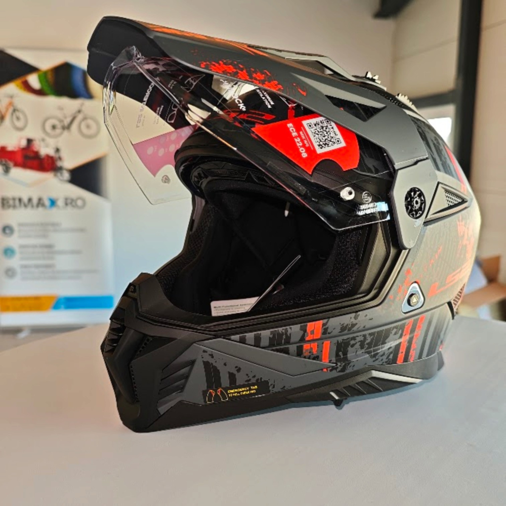 Casca Moto, ATV LS2 Pioneer 2, Adventure MX702, Negru-Rosu [5]