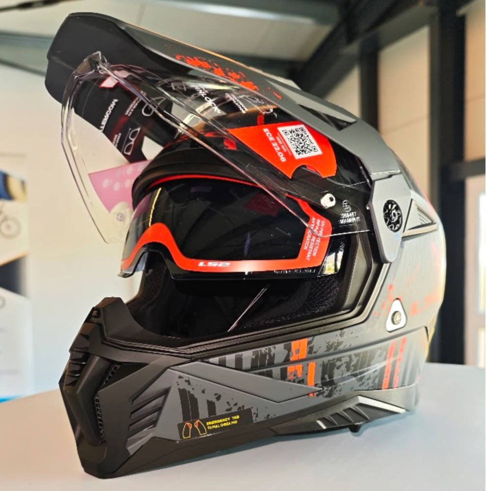 Casca Moto, ATV LS2 Pioneer 2, Adventure MX702, Negru-Rosu [3]