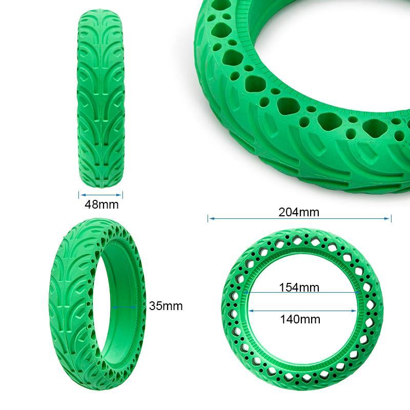 Cauciuc trotineta electrica 8 1/2×2 (8.5" x 2), plin cu gauri de amortizare socuri, culoare verde [2]