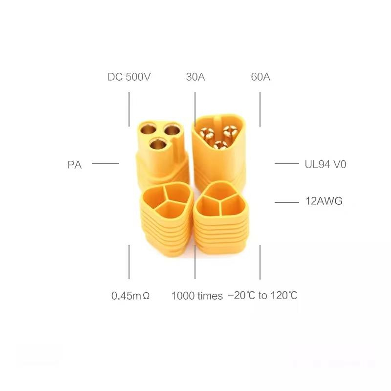 Set Conector MT60 Tata 3 pini pe cablu + conector MT60 Mama 3 pini pe cablu [2]