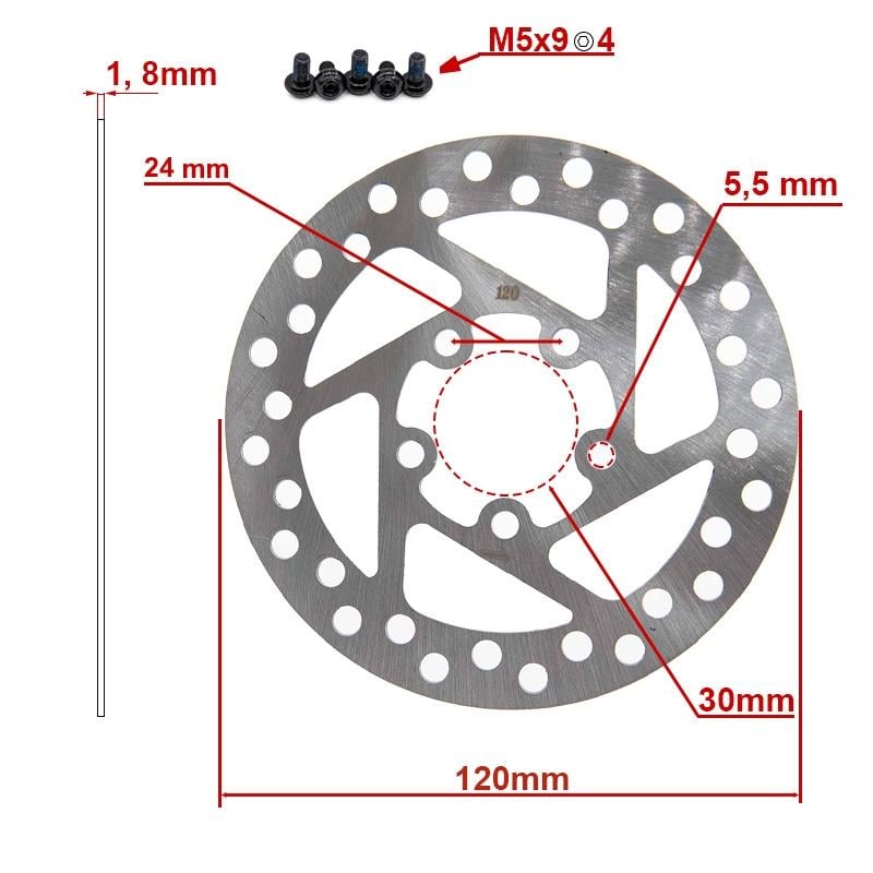 Disc frana trotinete electrice 120mm, 5 gauri prindere, 24mm intre gauri [2]