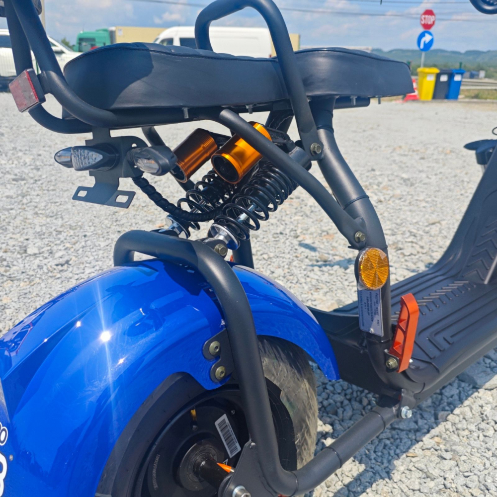Scuter electric Harley CC10, motor 1500W, roti late, 25km/h fara permis, 2 locuri, Acumualtor Litiu, Autonomie max 50km, Portocaliu [8]