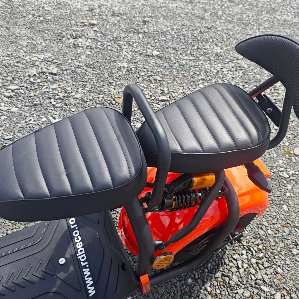 Scuter electric Harley CC10, motor 1500W, roti late, 25km/h fara permis, 2 locuri, Acumualtor Litiu, Autonomie max 50km, Portocaliu [4]