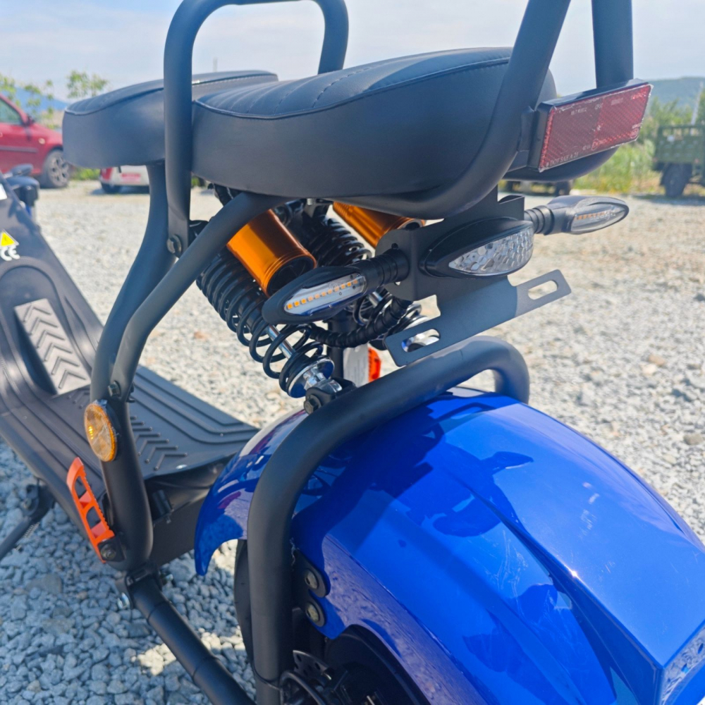 Scuter electric Harley CC10, motor 1500W, roti late, 25km/h fara permis, 2 locuri, Acumualtor Litiu, Autonomie max 50km, Portocaliu [9]