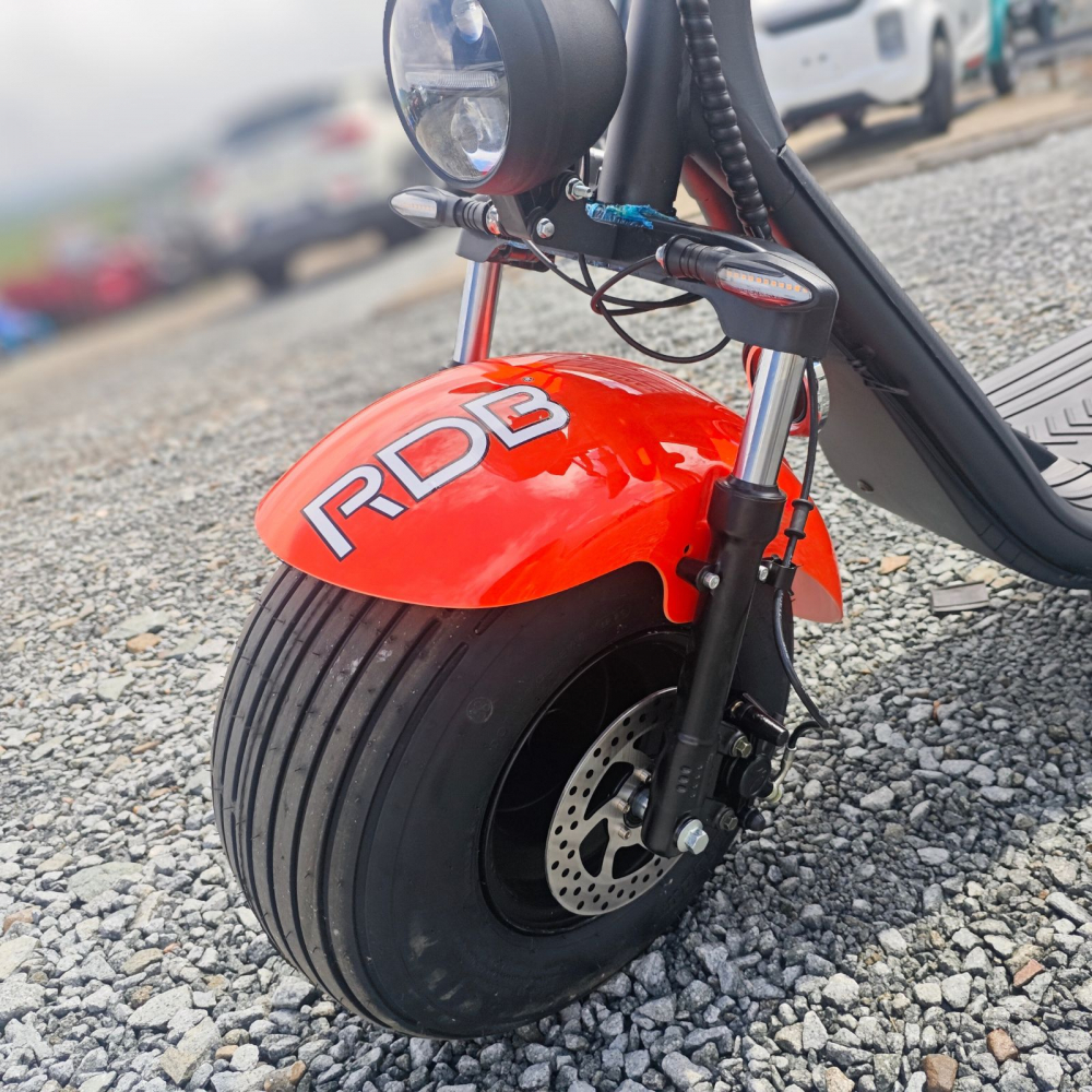 Scuter electric Harley CC10, motor 1500W, roti late, 25km/h fara permis, 2 locuri, Acumualtor Litiu, Autonomie max 50km, Portocaliu [2]