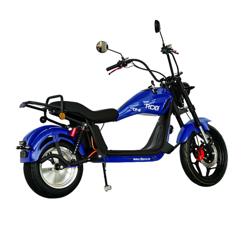 Scuter electric tip Chopper, motor 2000W, 25km/h fara permis, 2 locuri, Acumulator Litiu detasabil, Autonomie max 50km [12]
