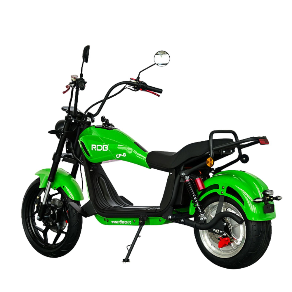 Scuter electric tip Chopper, motor 2000W, 25km/h fara permis, 2 locuri, Acumulator Litiu detasabil, Autonomie max 50km [24]
