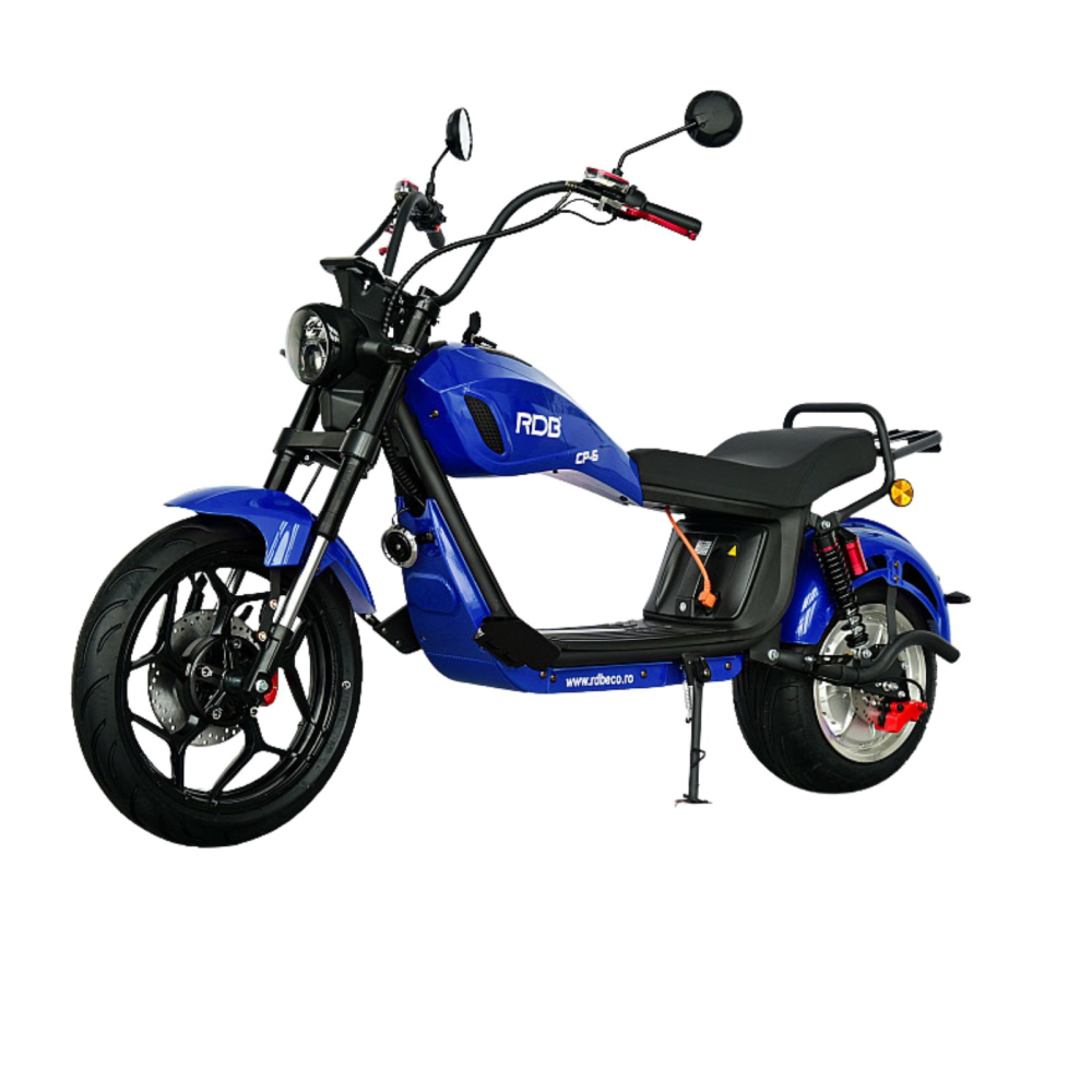 Scuter electric tip Chopper, motor 2000W, 25km/h fara permis, 2 locuri, Acumulator Litiu detasabil, Autonomie max 50km [10]