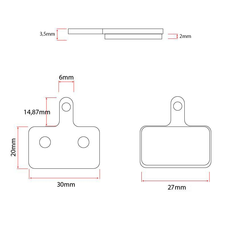 Set placute frana dreptunghiulare cu suport Trotinete Electrice (RT004-S) [2]