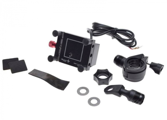Suport telefon metal cu prindere ghidon - USB [2]