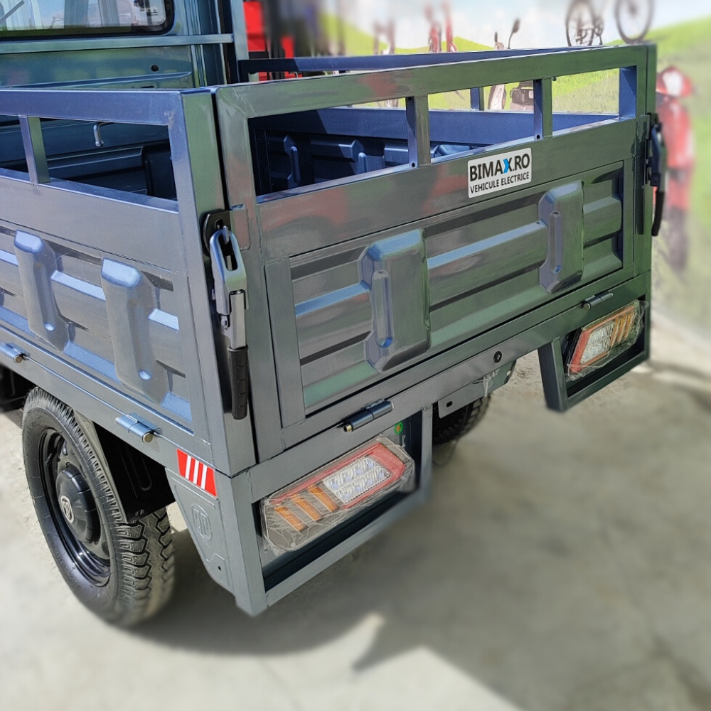 Triciclu electric cu Cabina inchisa, fara permis (25km/h), JP3000, cu ghidon, bena basculabila, autonomie max 42km,  masa maxima 621kg, Carte RAR (CIV) inclus [5]