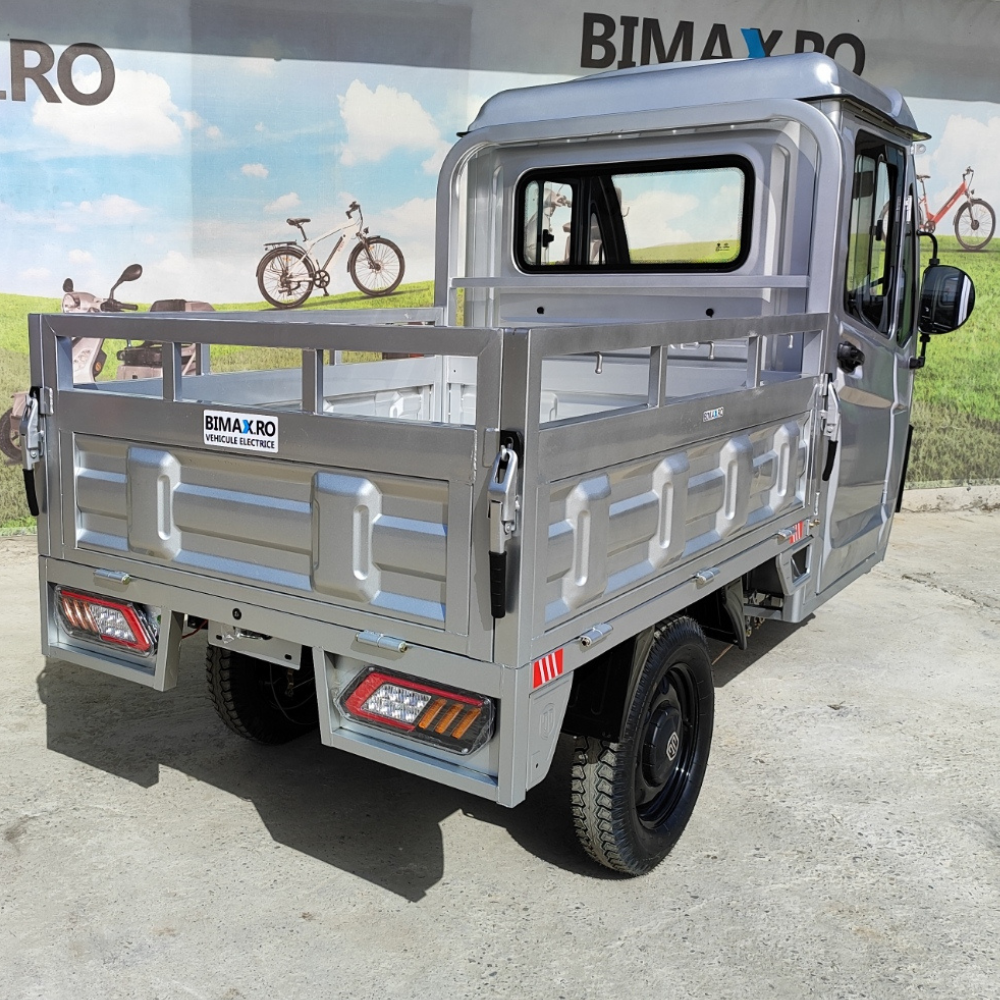 Triciclu electric cu Cabina inchisa, fara permis (25km/h), JP3000, cu ghidon, bena basculabila, autonomie max 42km,  masa maxima 621kg, Carte RAR (CIV) inclus [22]