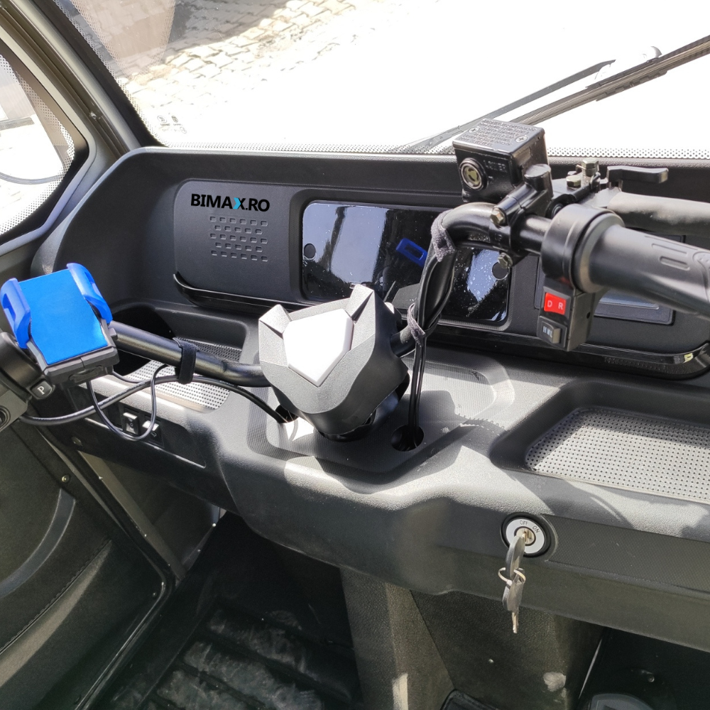 Triciclu electric cu Cabina inchisa, fara permis (25km/h), JP3000, cu ghidon, bena basculabila, autonomie max 42km,  masa maxima 621kg, Carte RAR (CIV) inclus [12]