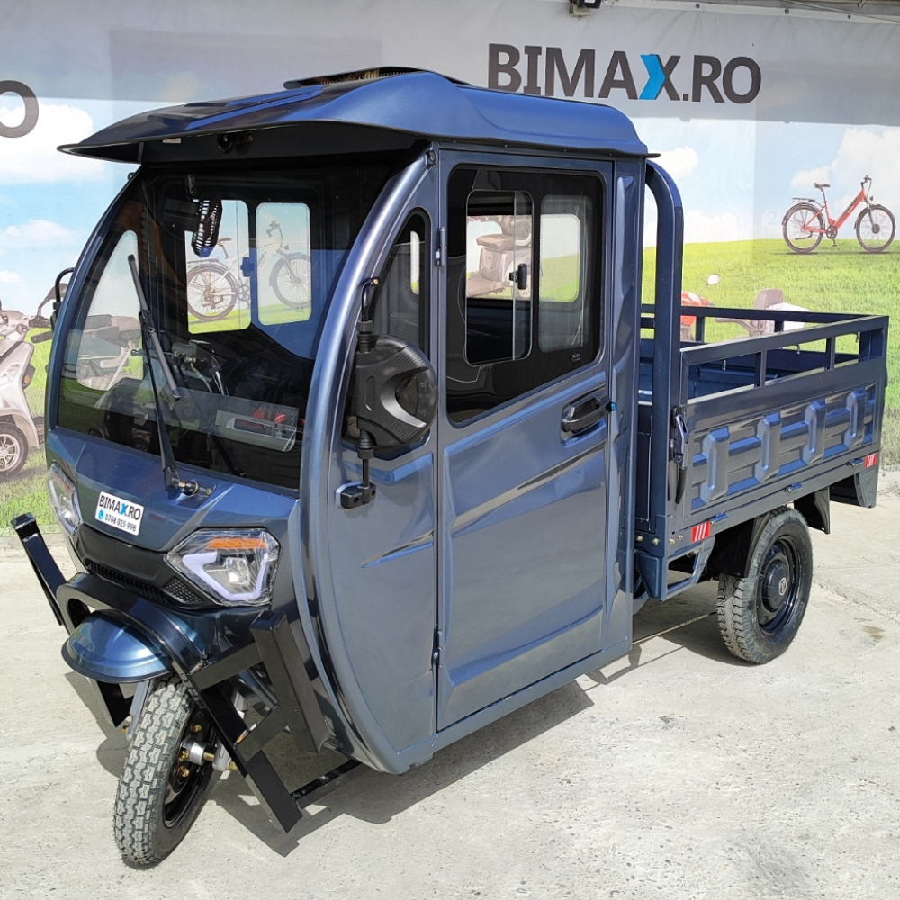 Triciclu electric cu Cabina inchisa, fara permis (25km/h), JP3000, cu ghidon, bena basculabila, autonomie max 42km,  masa maxima 621kg, Carte RAR (CIV) inclus [3]