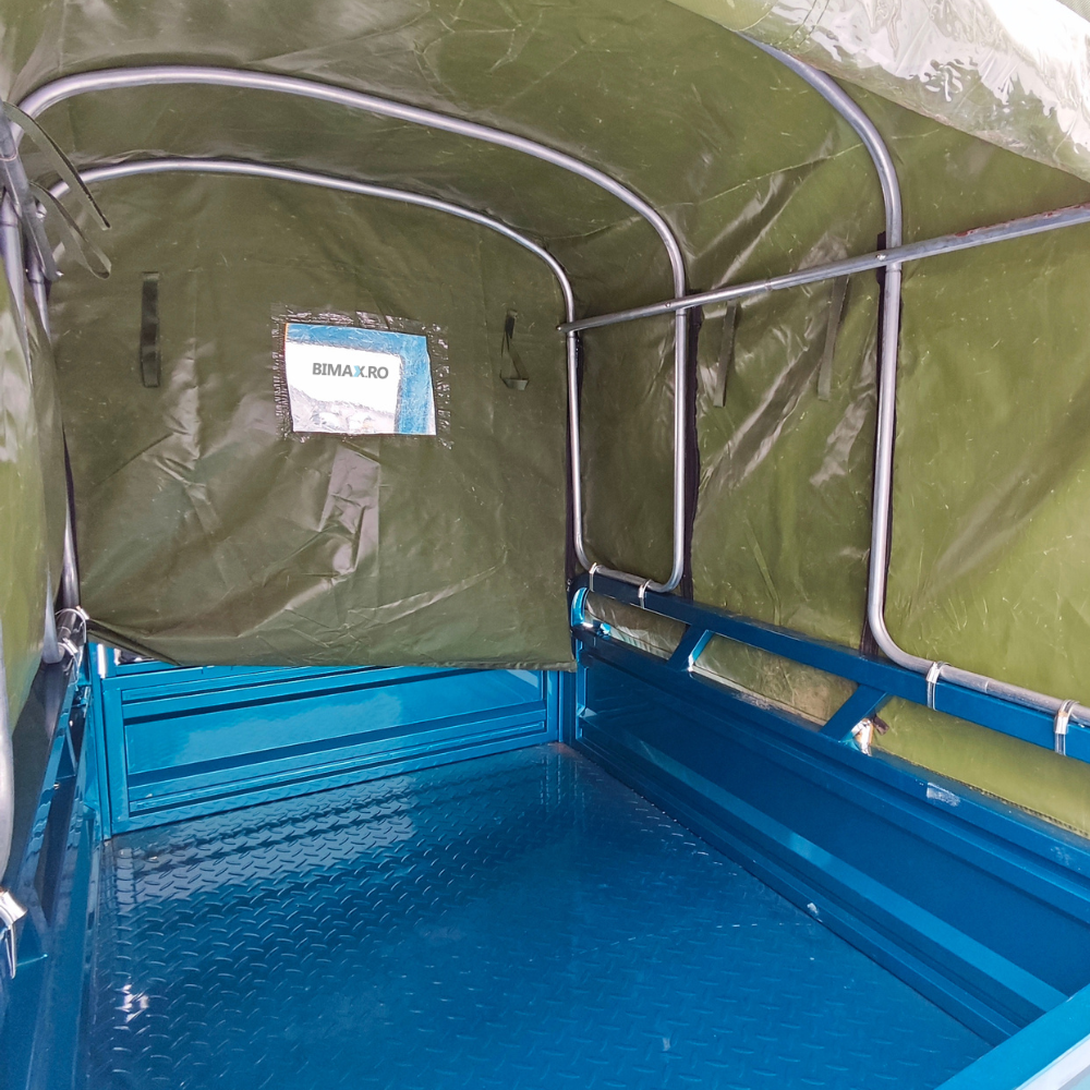 Triciclu Electric cu cabina si prelata remorca, Fara Permis (25km/h), Motor 1500W, autonomie max 70km, 72V 58Amperi, Remorca Basculabila, Masa Maxima 603kg, Carte RAR inclusa, Kuba GL 35000 Albastru [6]