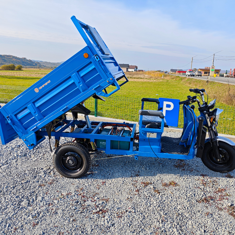 Triciclu electric cu remorca, basculabil la buton, motor 3900W, baterii 58Ah, Viteza 25km/h, Dump [10]