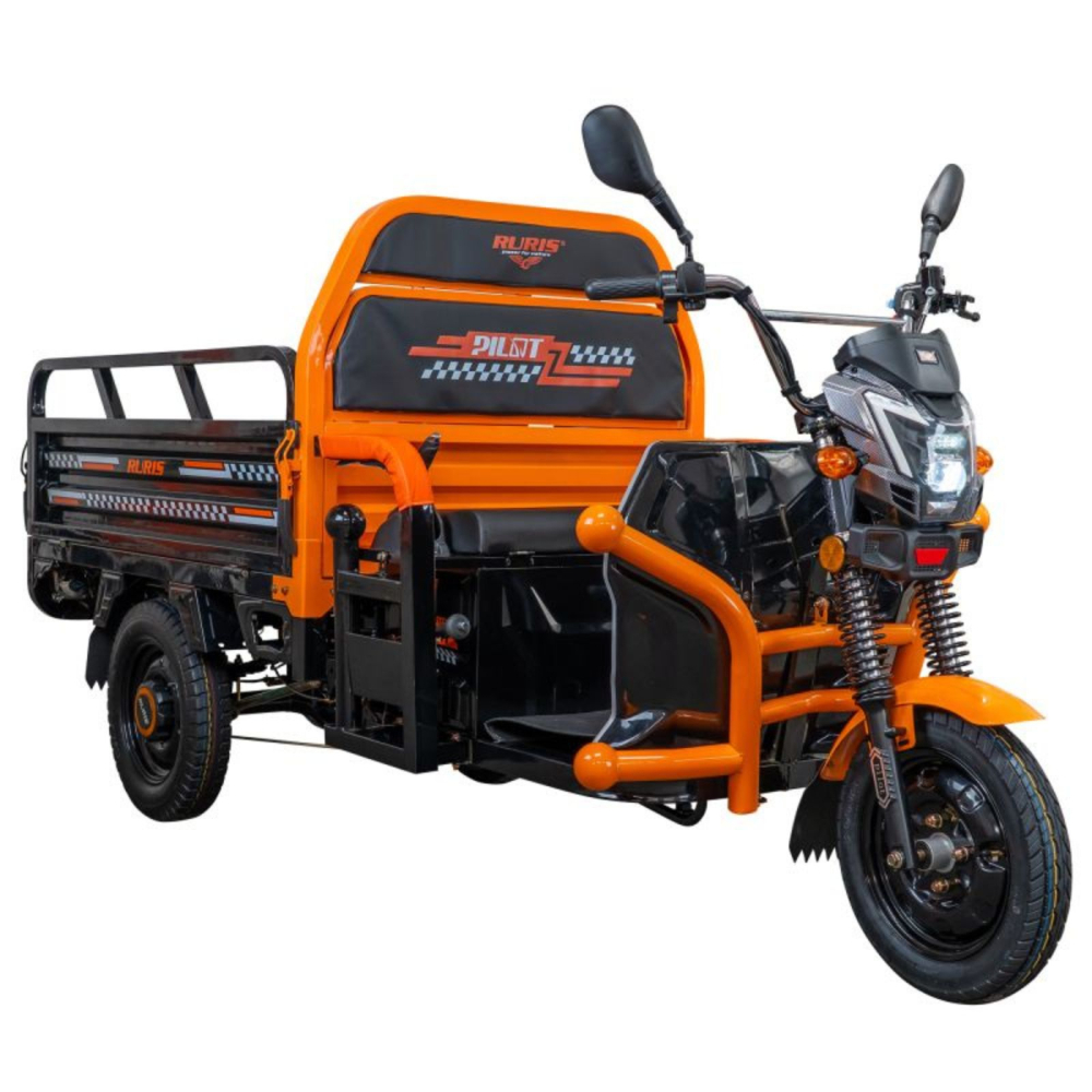 Triciclu Electric cu bena basculabila Ruris PILOT 3120, fara permis, autonomie max 60km, Negru, Drujba Cadou [3]