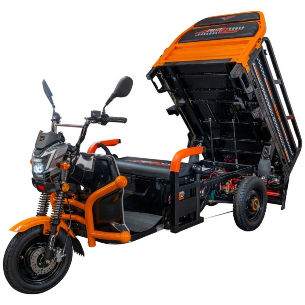 Triciclu Electric cu bena basculabila Ruris PILOT 3120, fara permis, autonomie max 60km, Negru, Drujba Cadou [11]