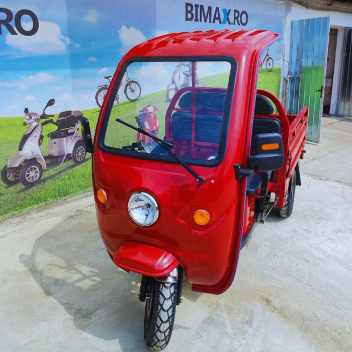 Triciclu electric cu remorca VT5, cu cabina, rosu [7]