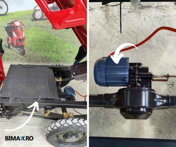 Triciclu electric cu remorca VT5, cu cabina, rosu [11]
