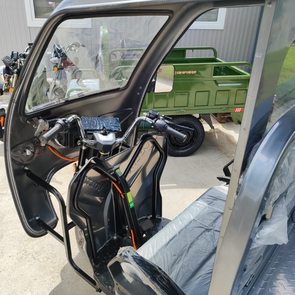 Triciclu electric cu remorca VT5, cu cabina, gri [2]