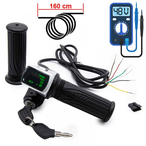 Acceleratie Scuter Electric - Acceleratie bicicleta electrica 48v, cu indicator baterie si contact cu cheie inclus
