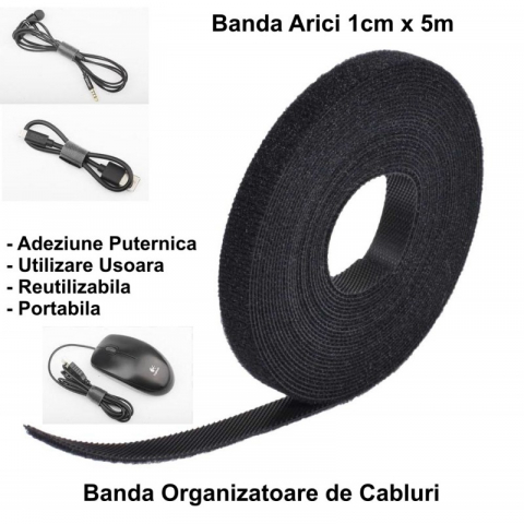 Banda cabluri cu Arici (scai) - 1cm latime x 5m lungime [1]