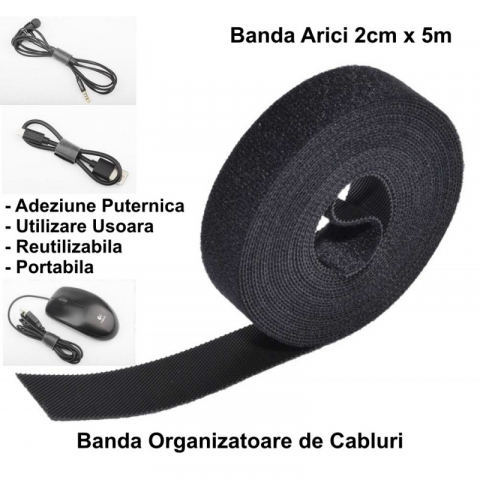 Banda cabluri cu Arici (scai) - 2cm latime x 5m lungime [1]