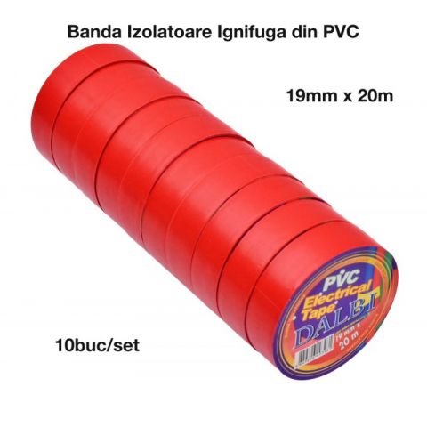 Scule si intretinere - Banda Izolatoare Rosie 19mm x 20m, Set 10 buc