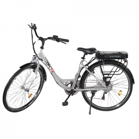 Bicicleta Electrica Barbati - Bicicleta Electrica 25 km/h, RKS ZF6, alb, roti 28 inchi, autonomie 35km