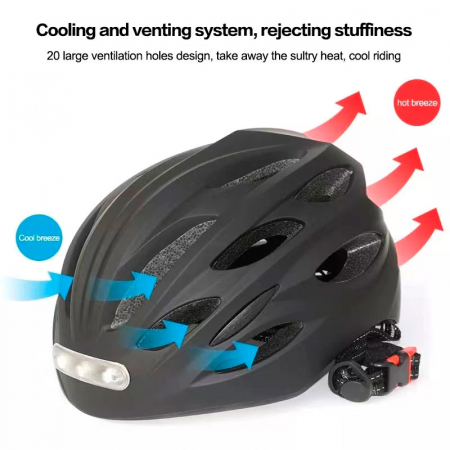 Casca bicicleta/trotineta Negru cu Led-uri [4]