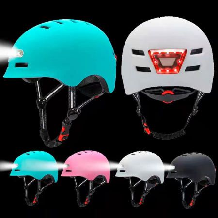 Casti Bike-Moto - Casca bicicleta/trotineta Turquoise cu Led-uri