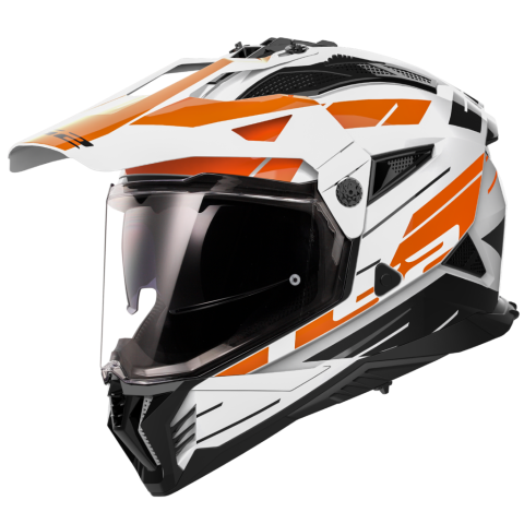 Casti Bike-Moto - Casca Moto, ATV LS2 Pioneer 2, Adventure MX702, Alb-Portocaliu