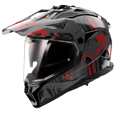 Accesorii - Casca Moto, ATV LS2 Pioneer 2, Adventure MX702, Negru-Rosu