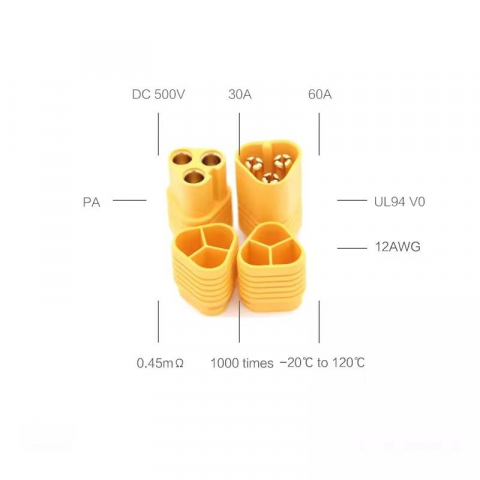 Set Conector MT60 Tata 3 pini pe cablu + conector MT60 Mama 3 pini pe cablu [1]