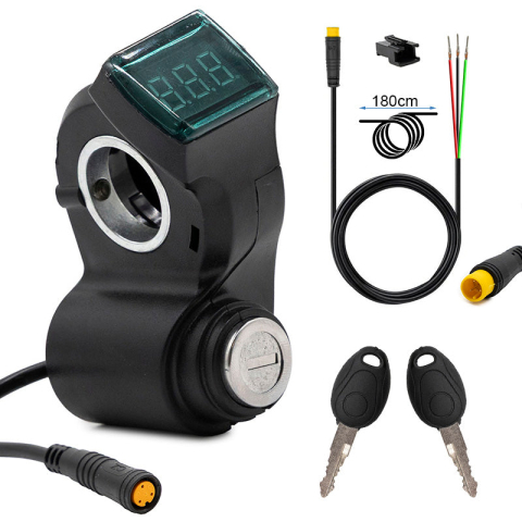 Electrice Diverse, Contacte, Butoane - Contact trotineta electrica cu chei si voltmetru, conector impermeabil, 4-100V