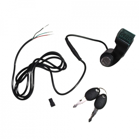 Electrice diverse - Contact trotineta electrica cu chei si voltmetru, conector impermeabil, 4-100V