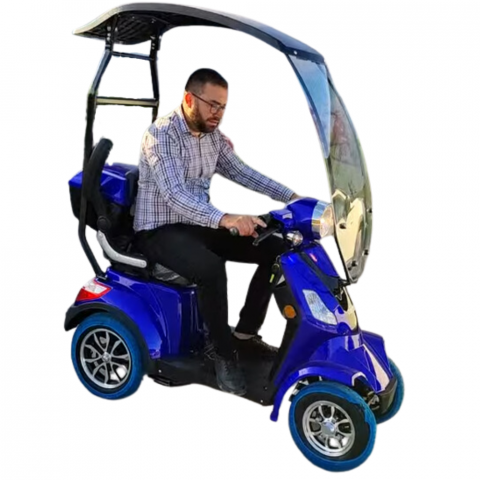 Tricicleta Electrica Adulti cu Cabina - Scuter electric 4 roti, Albastru - CL30 (Cu cabina)