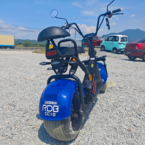 Scuter electric Harley CC10, motor 1500W, roti late, 25km/h fara permis, 2 locuri, Acumualtor Litiu, Autonomie max 50km, Portocaliu [6]