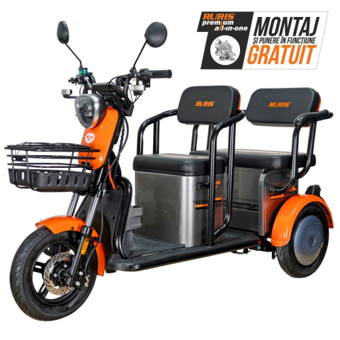 Vehicule electrice - Tricicleta electrica 2 persoane, fara permis, Carte RAR inclusa, Ruris Pilot 3020